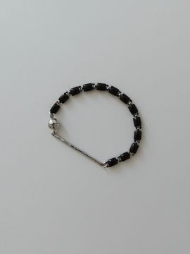 MIDNIGHT MOMENT Black Square Chain Bracelet - Silver