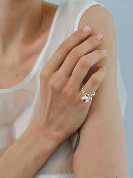 MIDNIGHT MOMENT Bumpy Ball Sterling Silver Quartz Ring