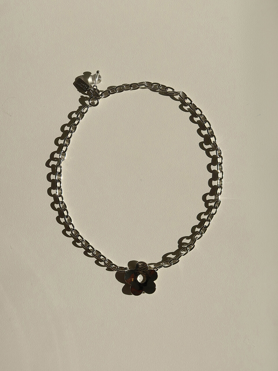 MIDNIGHT MOMENT lforal Chain Necklace_Sllver