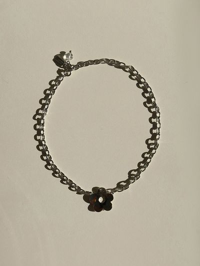 MIDNIGHT MOMENT lforal Chain Necklace_Sllver