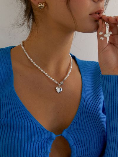 MIDNIGHT MOMENT Magnet Love Pearl Necklace (2colors / 2Sizes)
