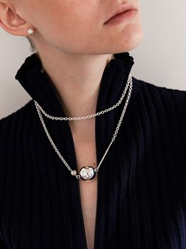 MIDNIGHT MOMENT Rhythm Long Chain Necklace - Silver