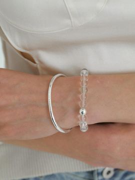 MIDNIGHT MOMENT Silver-Plated Sheer Logo Ball Bracelet