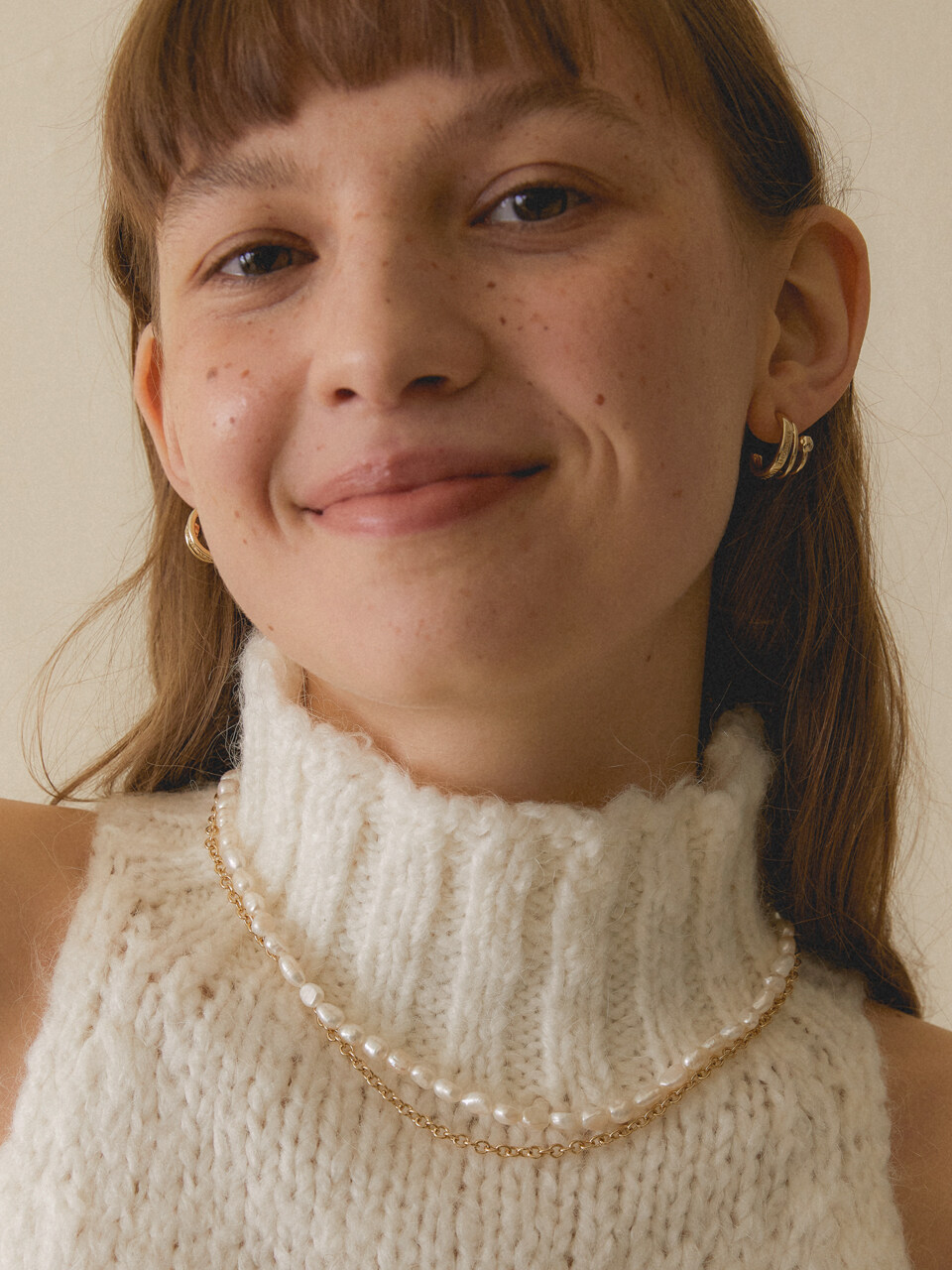 MIDNIGHT MOMENT Split Pearl Chain Necklace
