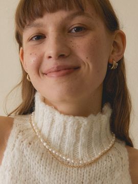 MIDNIGHT MOMENT Split Pearl Chain Necklace