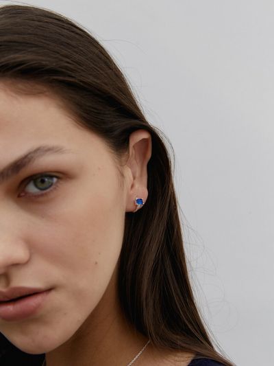 MIDNIGHT MOMENT Square One Touch Earring_Navy