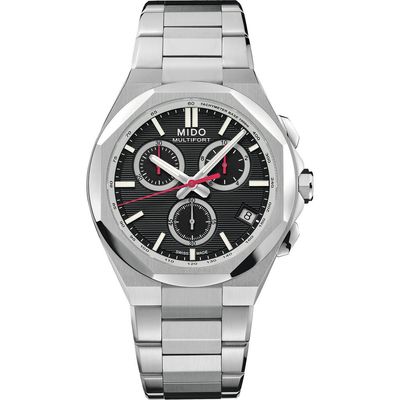MIDO MIDO Multifort 8 Black One Crown Chronograph Bracelet Watch, 42mm 