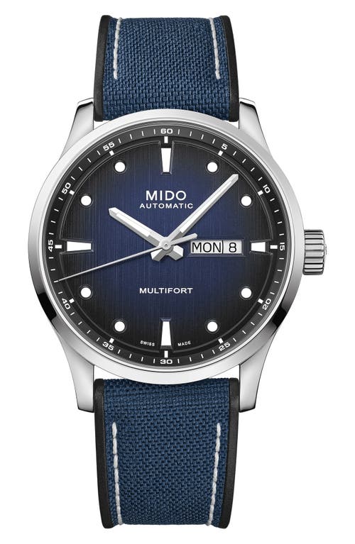 MIDO MIDO Multifort Automatic Fabric & Rubber Strap Watch, 42mm