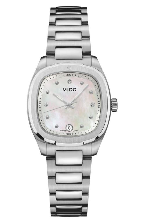 MIDO MIDO Multifort TV Diamond & Mother-of-Pearl Bracelet Watch, 27.6mm x 28mm
