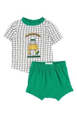 Miki Miette Miki Miette Christopher Stripe Cotton Graphic T-Shirt & Shorts Set