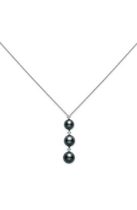Mikimoto Mikimoto Black South Sea Pearl & Diamond Pendant Necklace