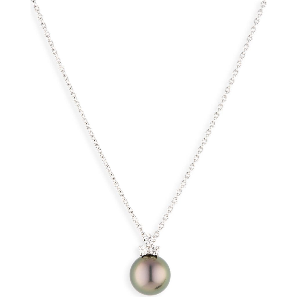 Mikimoto Mikimoto Classic Diamond & Black South Sea Cultured Pearl Pendant Necklace