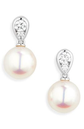 Mikimoto Mikimoto Morning Dew Akoya Pearl & Diamond Stud Earrings