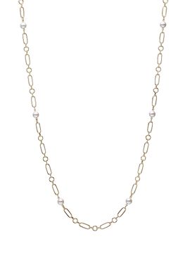 Mikimoto Women's M 18K Yellow Gold & 6.5MM Cultured Akoya Pearl Station Link Necklace/24"