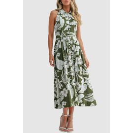 Mila Mae Mila Mae Belted Sleeveless Cotton Midi Dress