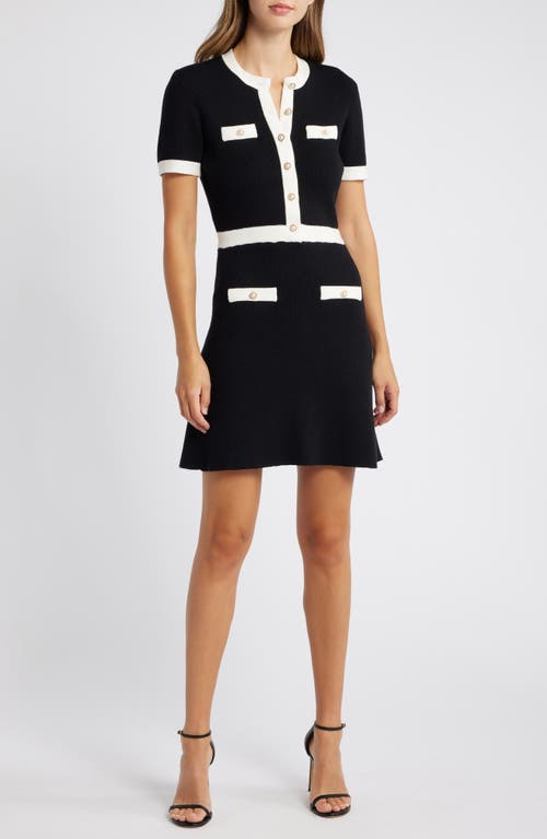 Mila Mae Mila Mae Contrast Button Rib Minidress