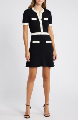 Mila Mae Mila Mae Contrast Button Rib Minidress