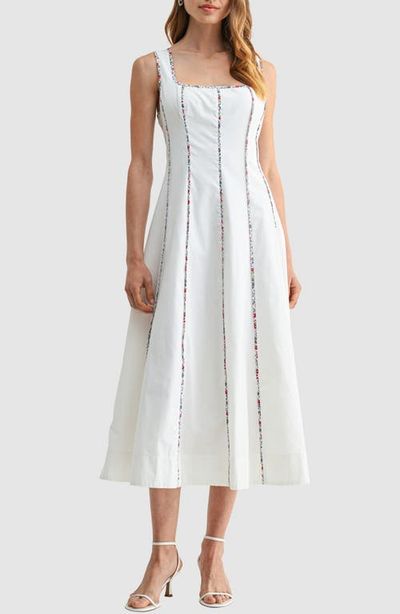 Mila Mae Mila Mae Floral Piping Sleeveless Fit & Flare Midi Dress