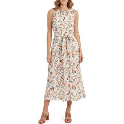 Mila Mae Mila Mae Floral Sleeveless Belted Midi Dress