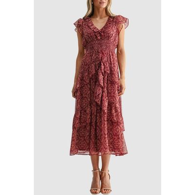 Mila Mae Mila Mae Flutter Sleeve Frill Maxi Dress