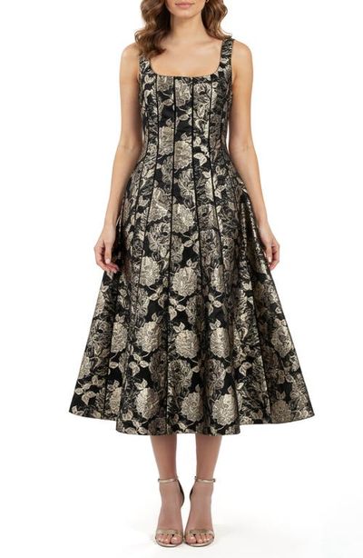 Mila Mae - Jacquard Sleeveless Fit & Flare Midi Dress