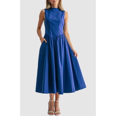 Mila Mae Mila Mae Mock Neck Drop Waist Fit & Flare Midi Dress