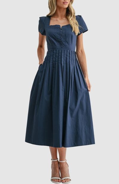 Mila Mae Mila Mae Pintuck Detail Cotton Midi Dress