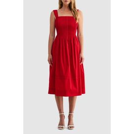 Mila Mae Mila Mae Pleat Bodice Cotton Midi Dress