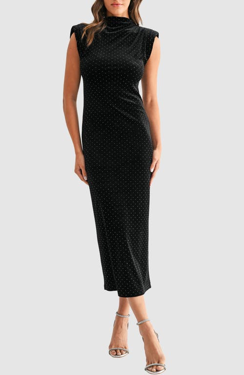 Mila Mae - Rhinestone Padded Shoulder Velvet Cocktail Dress
