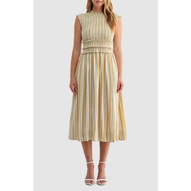 Mila Mae Mila Mae Smocked Tie Back Sleeveless Midi Dress