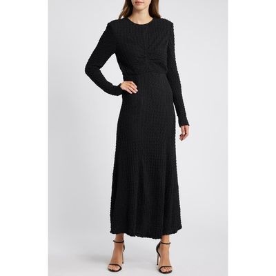 Mila Mae Mila Mae Textured Long Sleeve Midi Dress