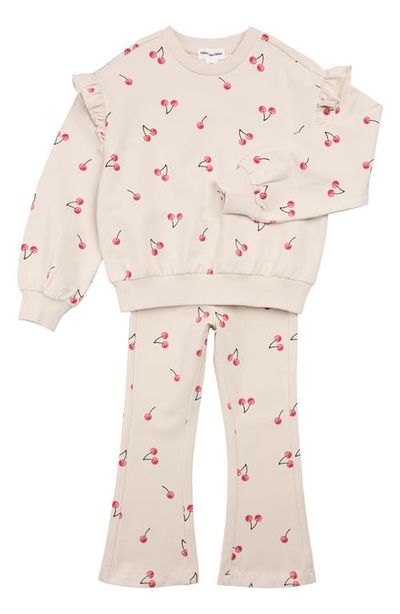 MILES BABY MILES BABY Ruffle Trim Sweatshirt & Flare Leggings Set