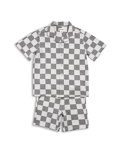 Miles The Label Miles The Label Boys' Checkered Shirt & Shorts Set