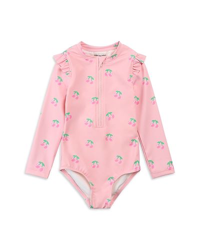 Miles The Label Miles The Label Girls' Cherry Print Rash Guard One Piece Swimsuit