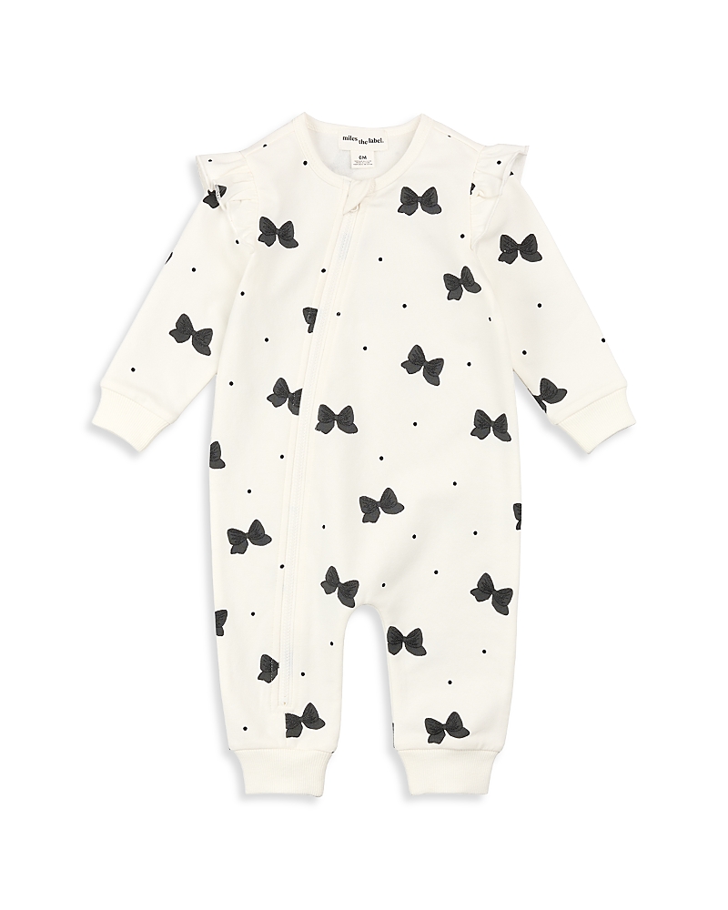 Miles The Label Miles The Label Girls' Glitter Bow Print Ruffled Playsuit