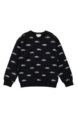 MILES THE LABEL MILES THE LABEL Kids' Racecar Print Stretch Organic Cotton French Terry Sweatshirt