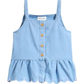 MILES THE LABEL MILES THE LABEL Kids' Scallop Chambray Peplum Top