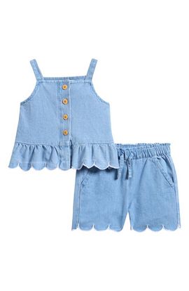 MILES THE LABEL MILES THE LABEL Scalloped Chambray Tank & Shorts Set