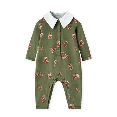 Milkbarn Milkbarn Cotton Stretch Collar Long Sleeve Jumpsuit