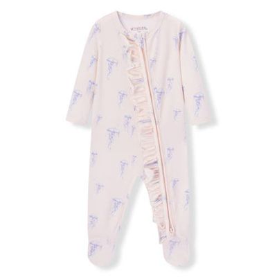 Milkbarn Milkbarn Cotton Stretch Ruffle Footed Romper