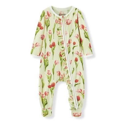 Milkbarn Milkbarn Luxe Stretch Ruffle Footed Romper