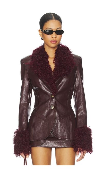 Milkwhite Milkwhite Fitted Blazer With Faux Fur Detail