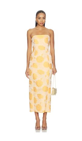 Milkwhite Milkwhite Floral Strapless Midi Dress