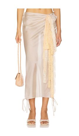 Milkwhite Milkwhite Midi Skirt With Lace Detail
