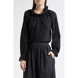 MILLE MILLE Annette Lace Detail Cotton Button-Up Shirt
