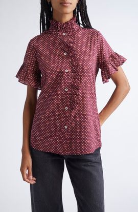 MILLE MILLE Vanessa Ruffle Detail Cotton Blouse