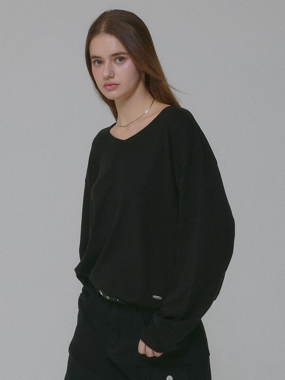 MILLIONCOR Basic V-Neck Loose Fit Sweater [Black]