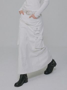 MILLIONCOR Cargo Utility Long Maxi Skirt [Beige]