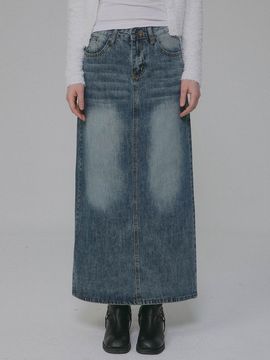 MILLIONCOR Denim Long Maxi Skirt [Indigo] (8260)