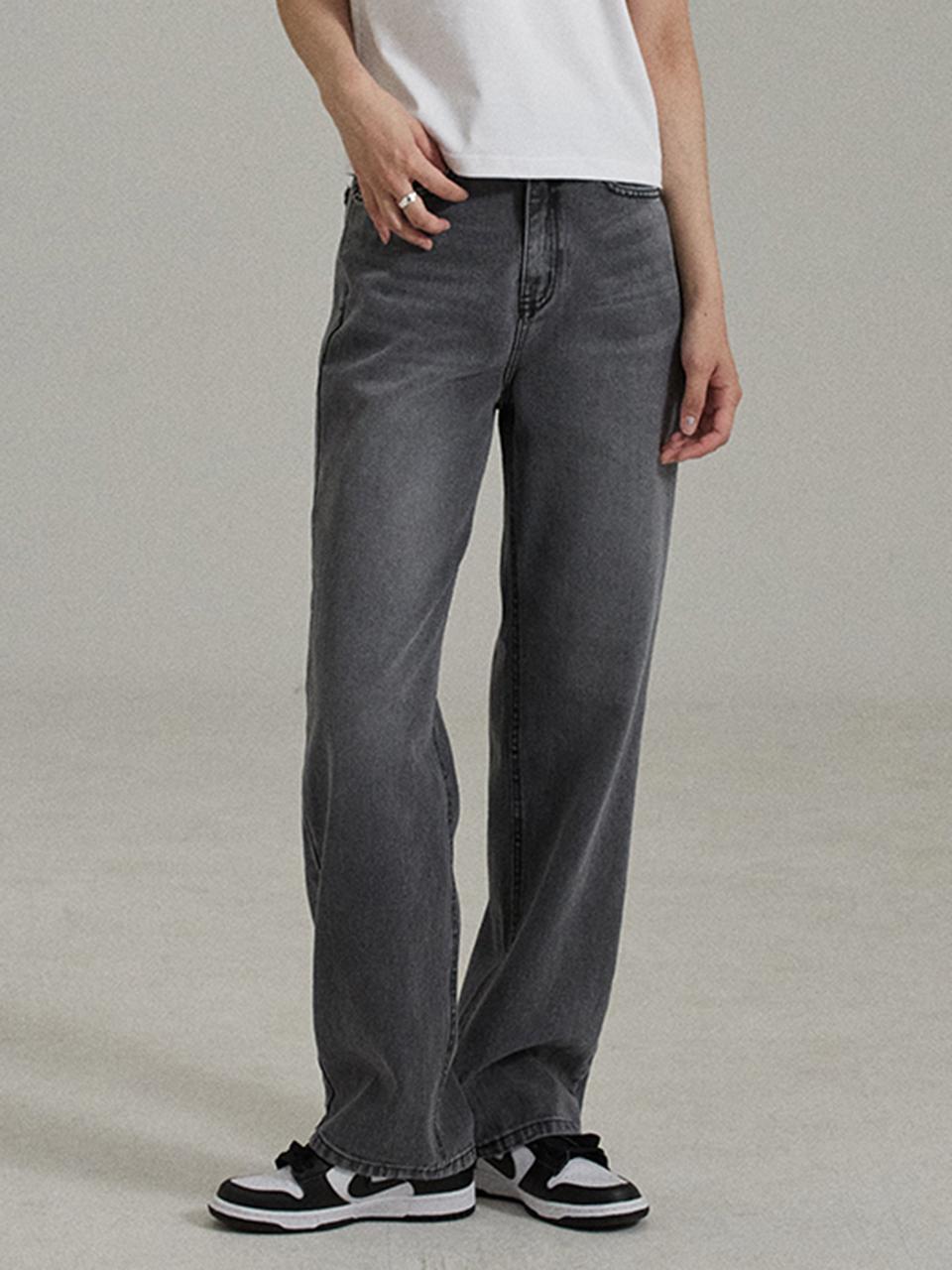 MILLIONCOR High Waisted Long Loose Wide Denim [Grey]